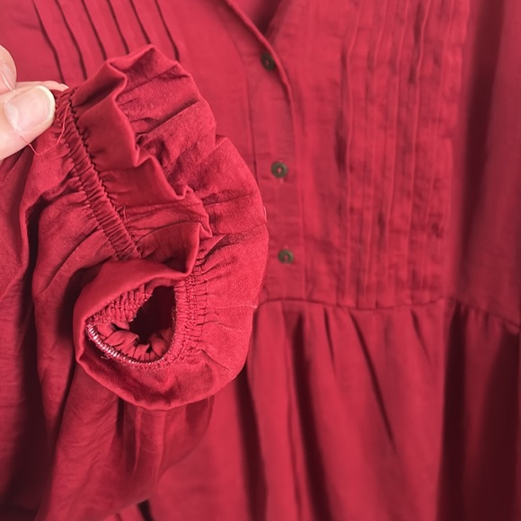 Knox Rose Red Satin Peplum Top Long Sleeve XXL - Picture 5 of 6